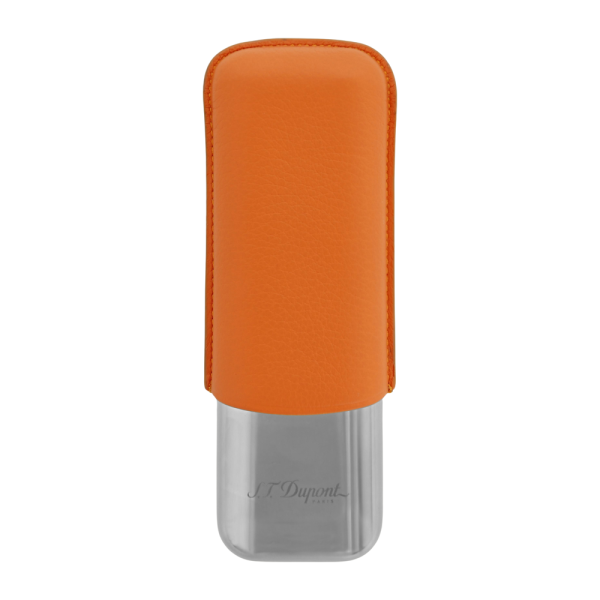ST DUPONT ETUI 2'S ORANGE GRAINE CHROME — Rhein 1905