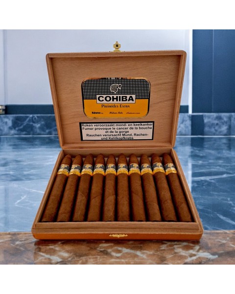 COHIBA PIRAMIDES EXTRA FULL BOX 10'S — Rhein 1905