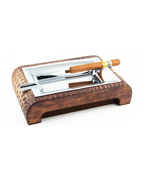 GENTILI ASHTRAY OLMO PELLE COCCO MARRON — Rhein 1905