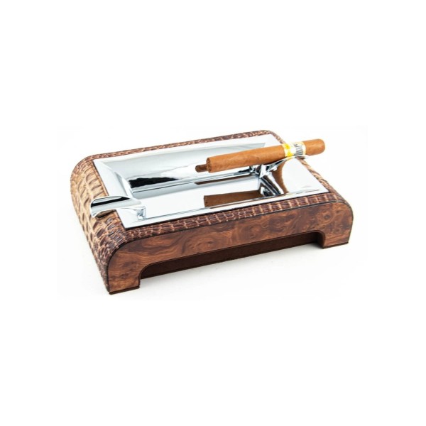 GENTILI ASHTRAY OLMO PELLE COCCO MARRON — Rhein 1905