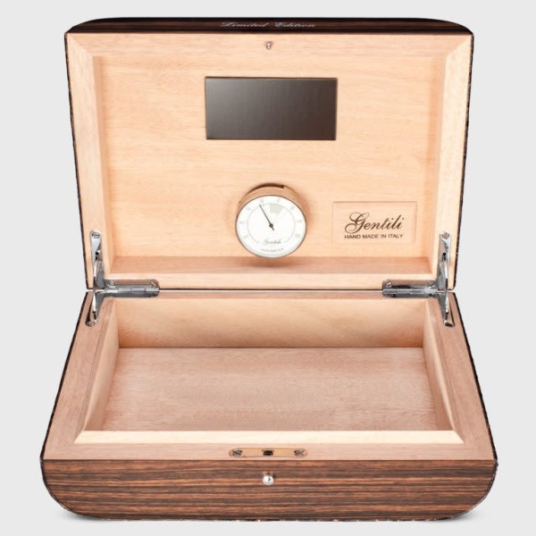 GENTILI HUMIDOR 70 STICKS RADICA OLMO PELLE IGUANA BIANCO — Rhein 1905