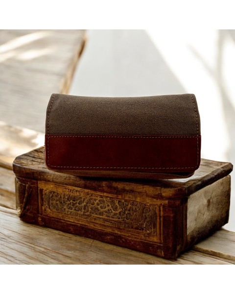 PIPE BAG LEATHER CANVAS BROWN — Rhein 1905