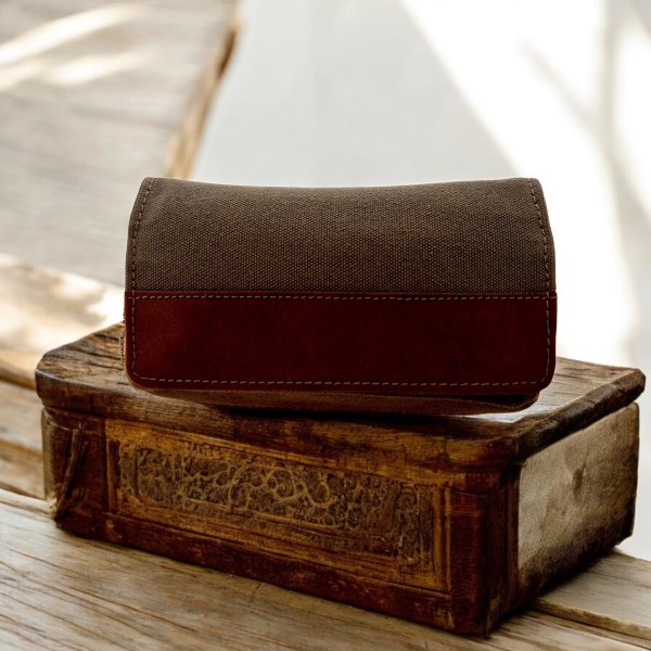 PIPE BAG LEATHER CANVAS BROWN — Rhein 1905