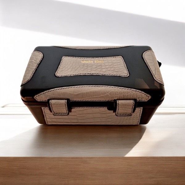 RHEIN CIGAR CASE 15 CROCODILE LEATHER GREY — Rhein 1905