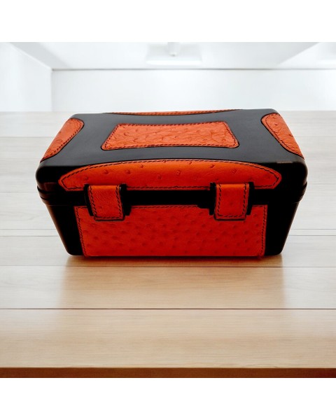 RHEIN CIGAR CASE 15 OSTRICH LEATHER ORANGE — Rhein 1905