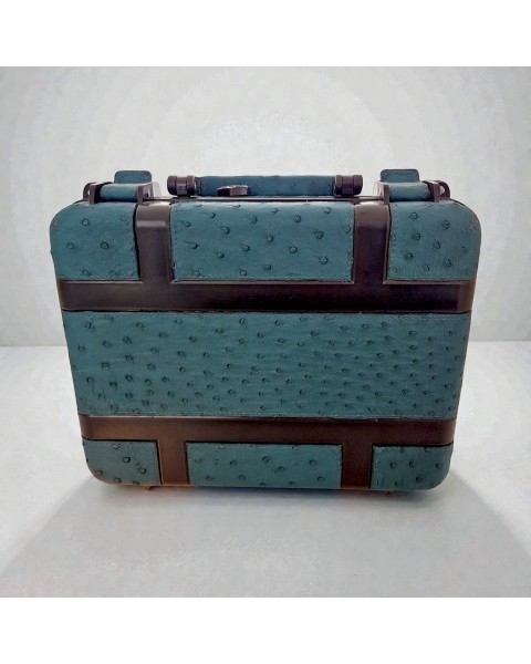 RHEIN CIGAR CASE 18-24 OSTRICH LEATHER GREEN — Rhein 1905