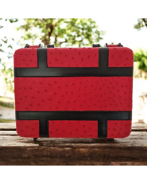 RHEIN CIGAR CASE 18-24 OSTRICH LEATHER RED — Rhein 1905