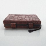 RHEIN CIGAR CASE 5 CROCODILE LEATHER TOTAL COVER BROWN — Rhein 1905