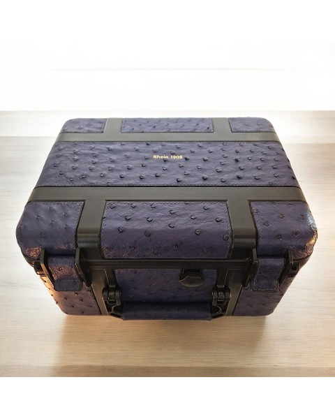 RHEIN CIGAR CASE 50-80 OSTRICH LEATHER BLUE PRUPLE — Rhein 1905