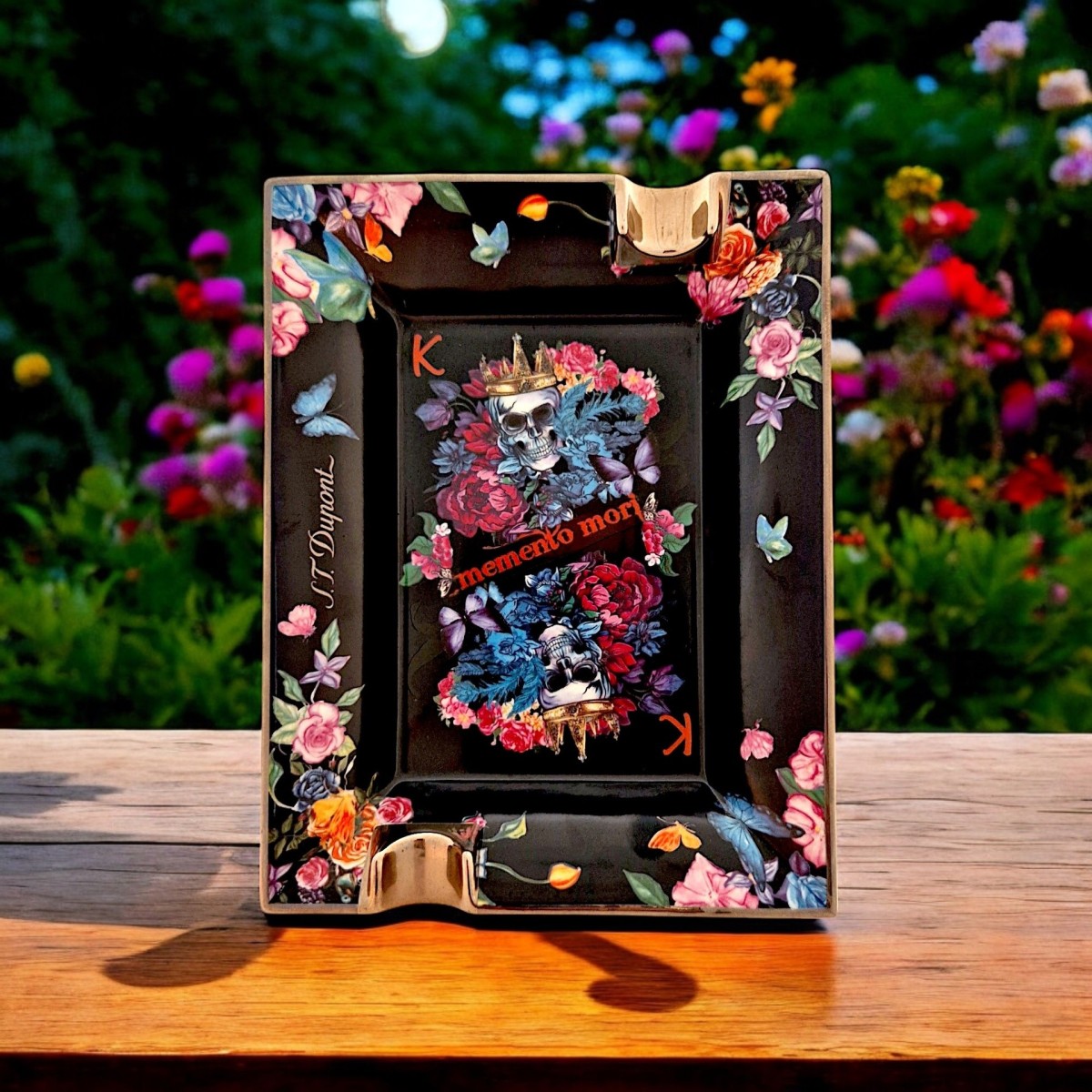 ST DUPONT ASHTRAY SKULL & FLOWERS — Rhein 1905